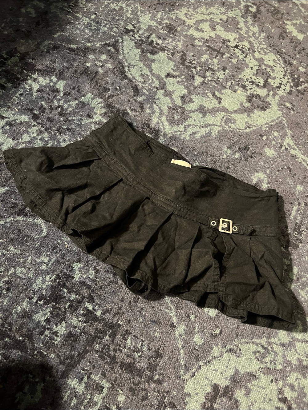 BDG by Urban Outfitters Black Ruffle Mini Skirt with Buckle Detail